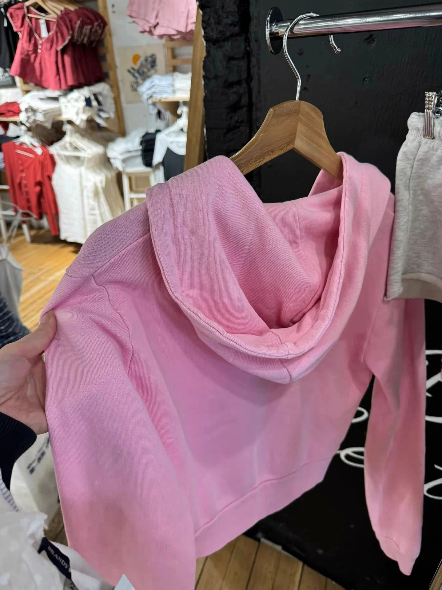 Hoodie Pink Baru Wanita Musim Gugur Slim Zipper Tali Serut Hoodie Lengan Panjang Katun Sweatshirt Gaya Prppy Manis Crop Top Lucu