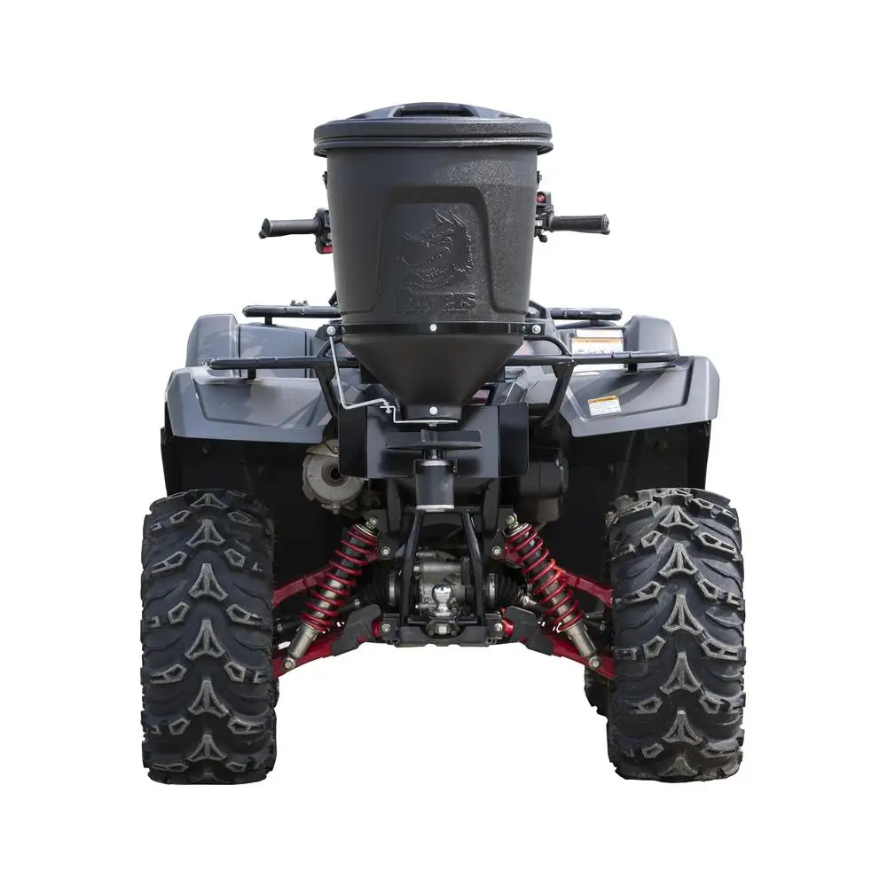 ATV All Purpose Broadcast Spreader Hunting Feeder Fertilizer Salt 15 Gallon Vertical Mount Durable Rust-Proof Dispersion Control