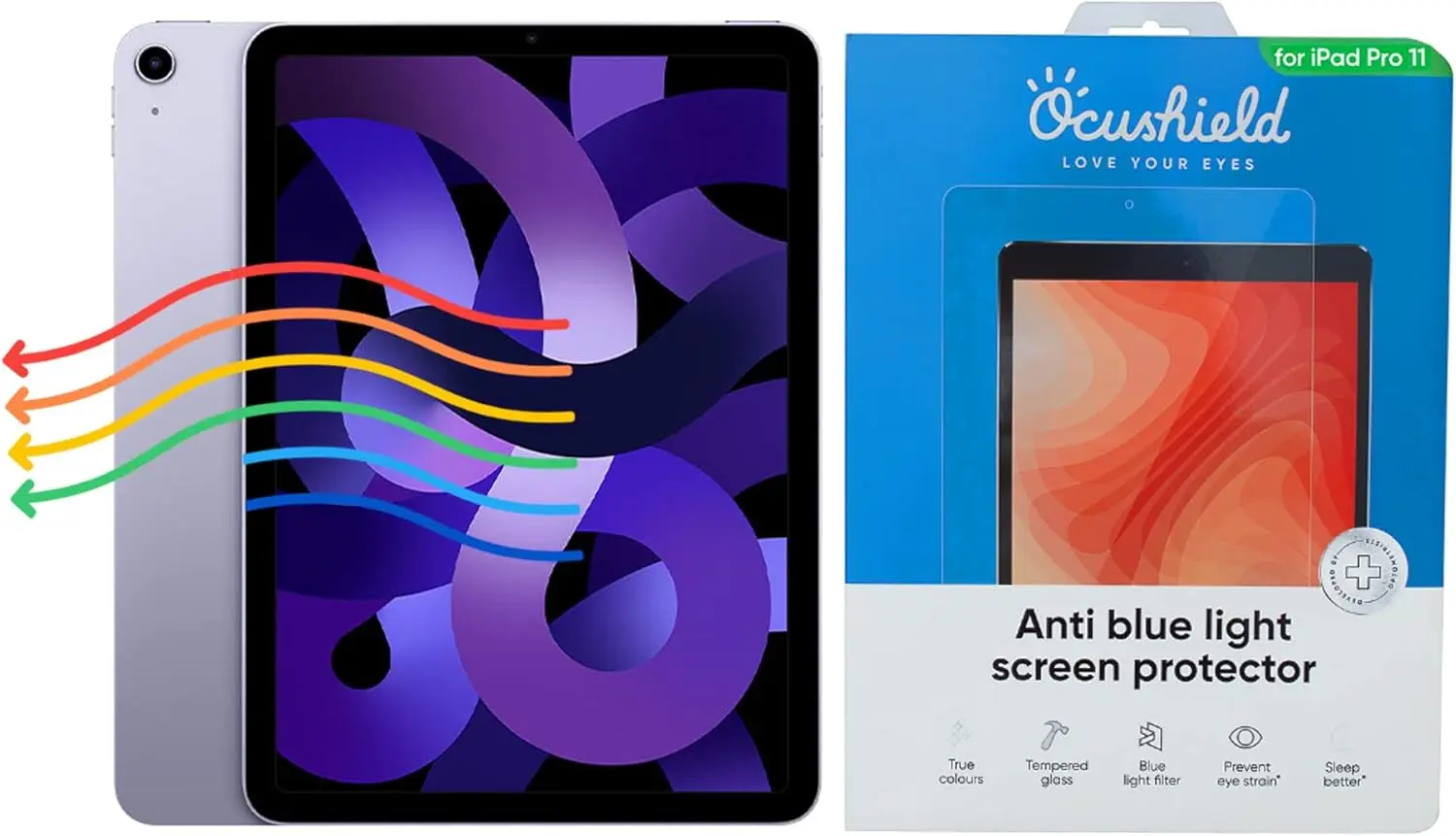 Anti Blue Light Tempered Glass Screen Protector for iPad Pro 11" & iPad Air 4/5