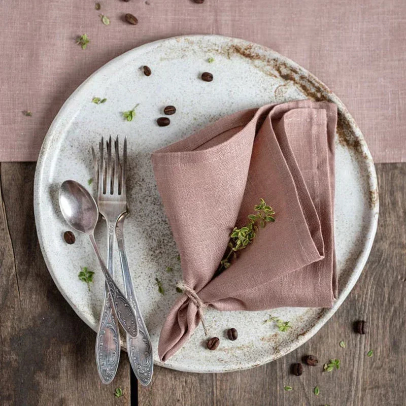 6PCS 30x45cm 100% Pure Linen Cloth Napkins Soft Handcrafted with Flax for Hotel Wedding Dinner Parties Christmas Decorations