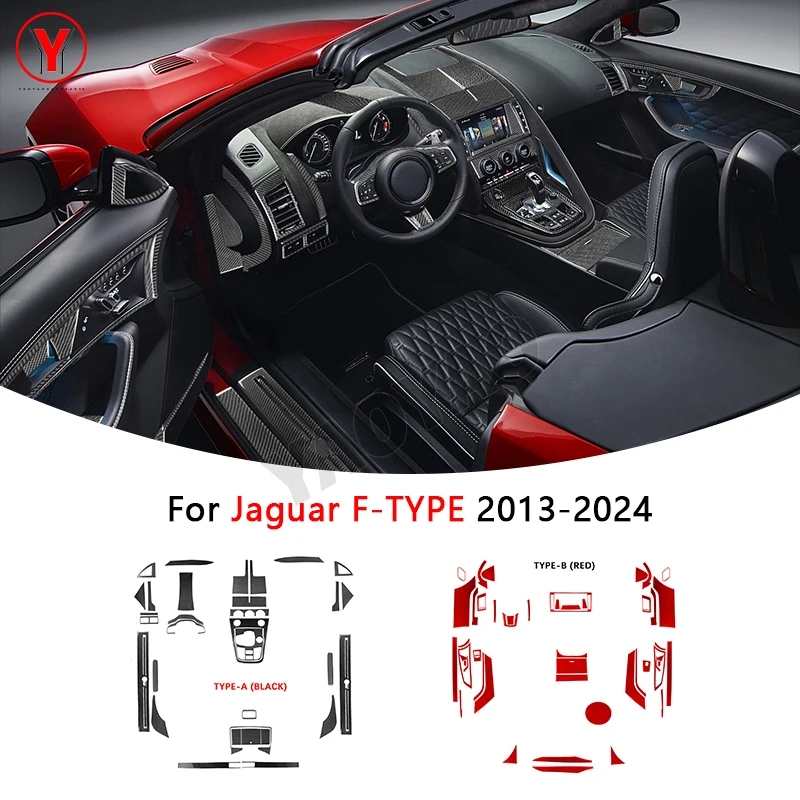 

Внутренний комплект из углеродного волокна, комплект украшений для приборной панели, консоли, накладки, наклейки, автомобильные аксессуары для Jaguar F-Type 2013-2024