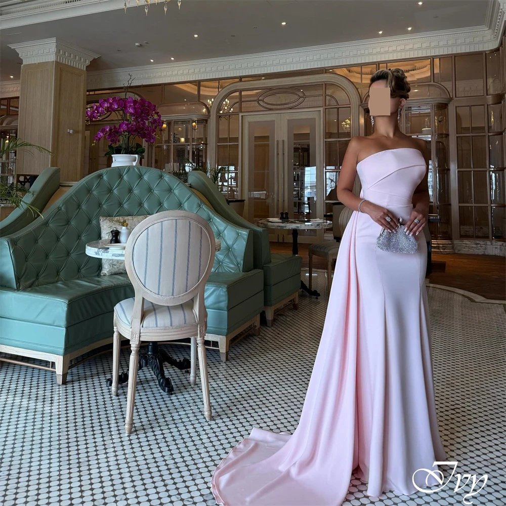 

Customized Strapless Sleeveless Delicate Homecoming Dress Mermaid Chapel Train Luxury Evening Dress Ruched Jersey Prom Dress