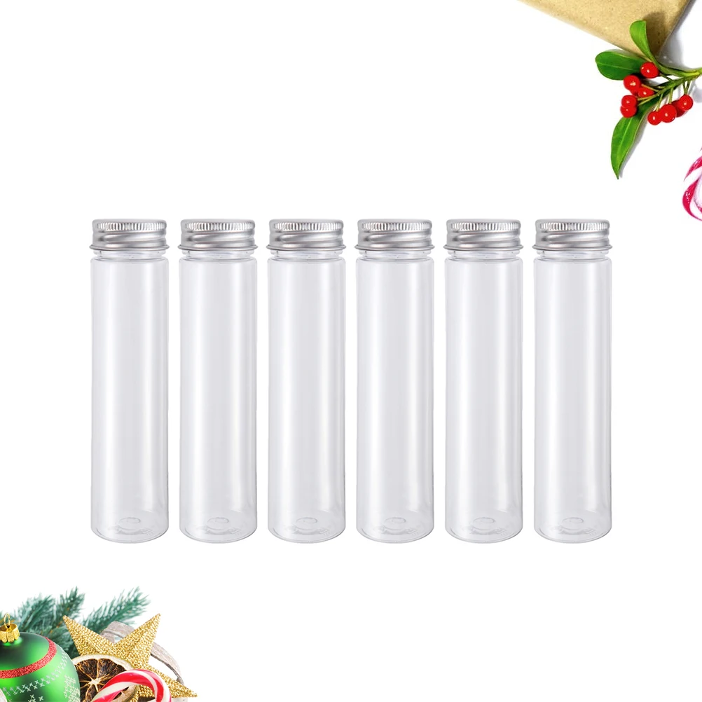 

6PCS 110ml Plastic Clear Test Tubes Flat-bottomed Candy Travel Lotion Containers with Screw Caps