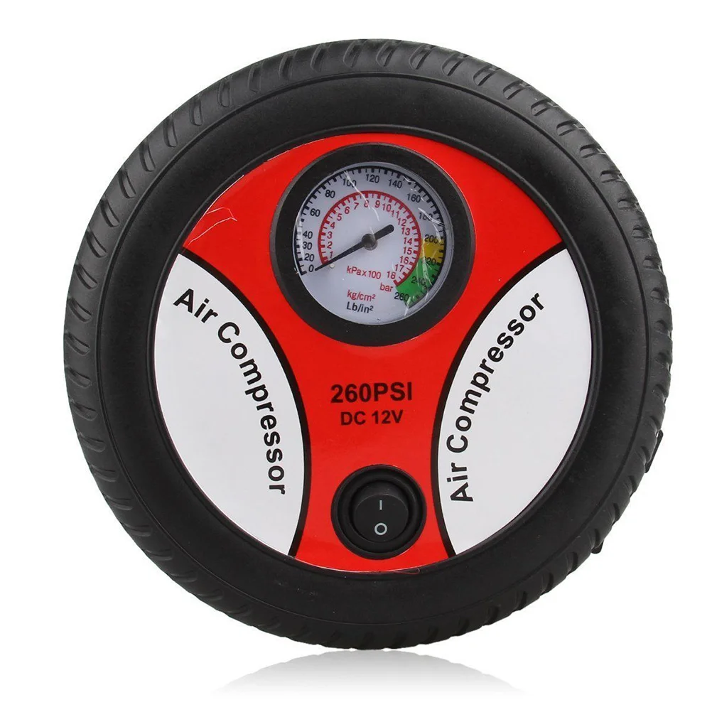 12 فولت تيار مستمر 260PSI مضخة ضاغط الهواء المحمولة منفاخ لإطارات السيارة للسيارات والدراجات النارية طقم تصليح مضخة الهواء #5