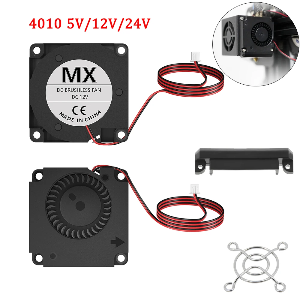 RAMPS 4010 5/12/24V Cooling Turbo พัดลม Brushless 3D ชิ้นส่วนเครื่องพิมพ์2Pin สำหรับ Extruder DC Cooler blower Part 40X40X10มม.พัดลมพลาสติก