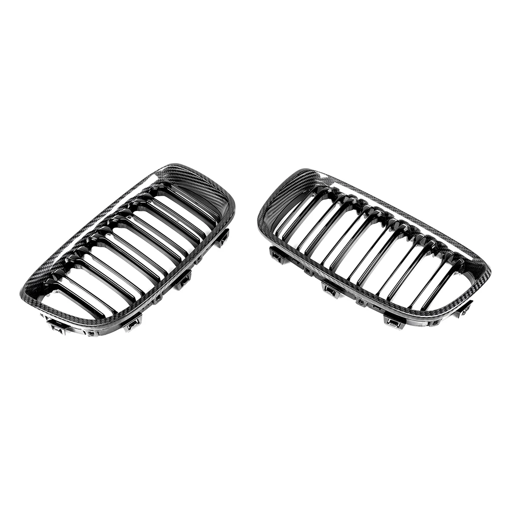 Dry Carbon Fiber Grill Front Bumper Double Slat Kidney M Style Grille For 12-14 BMW 1 Series F20 Pre-Lci 118i 125i M135i