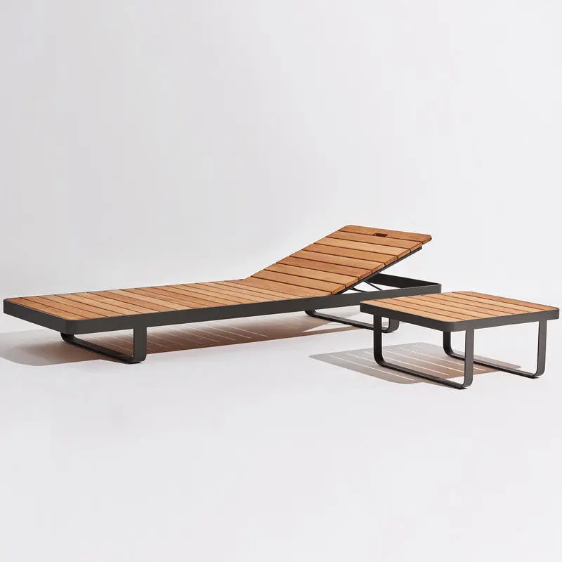 Outdoor swimming pool teak rainproof bed beach preservative wood rattan lounger