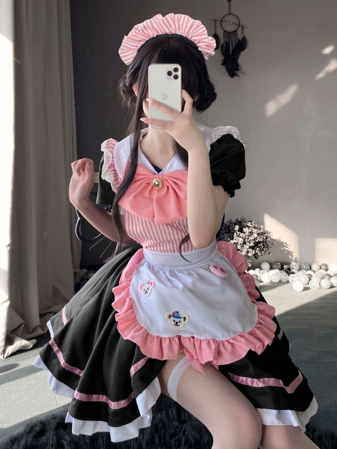 Lindo disfraz de sirvienta loween Dr ropa interior a juego para parejas ort Sve Casual Sle conjunto de ropa interior para mujer con sujetador