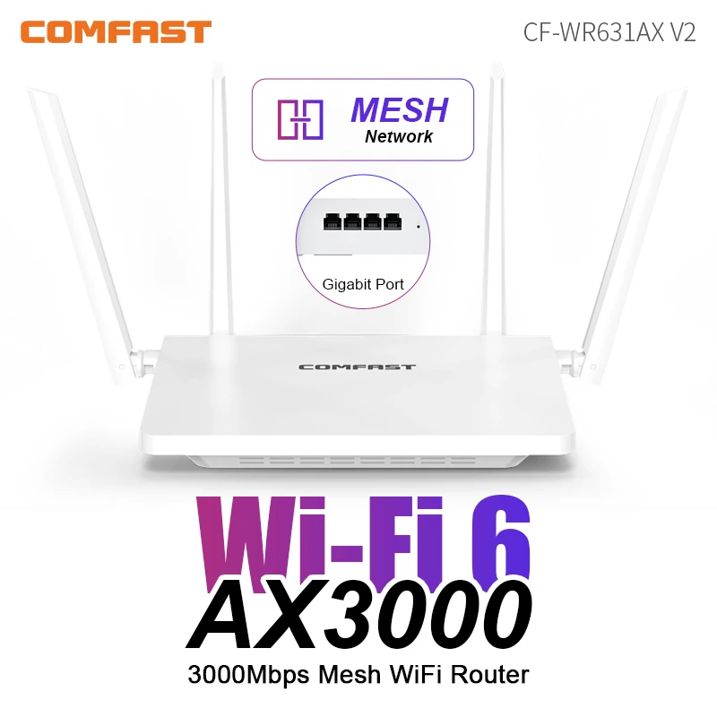 

Comfast AX3000 WIFI6 Router Gigabit 2.4G&5GHz 802.11AX Wireless Signal Amplifier Booster Gigabit Router WIFI Amplifier For Home