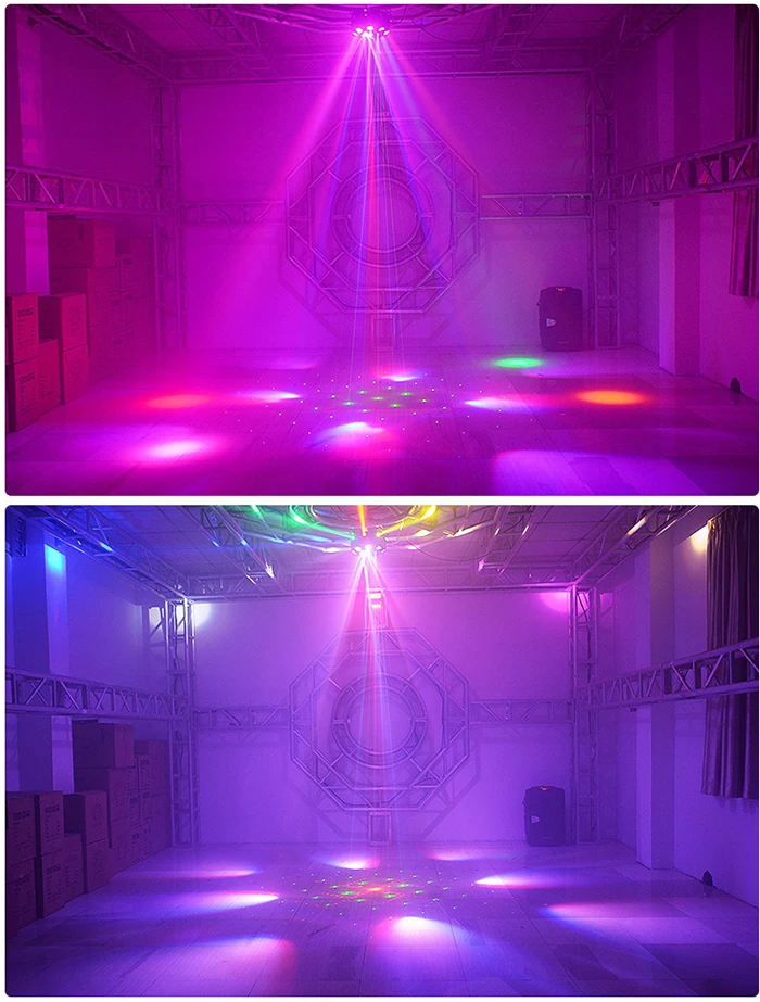 Super Effect DJ Bühnenbeleuchtung Projektor Vollfarbstrahl Rotierendes Bienenauge Blitzlicht für Disco Bar KTV Familientreffen – Detail 9