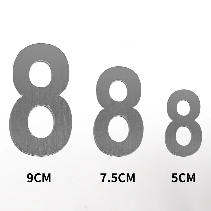 5-9 Cm House Number Outdoor Stainless Steel Sticker Digital Signs Home Address Plate Hotel Room Number Custom Mailbox Number