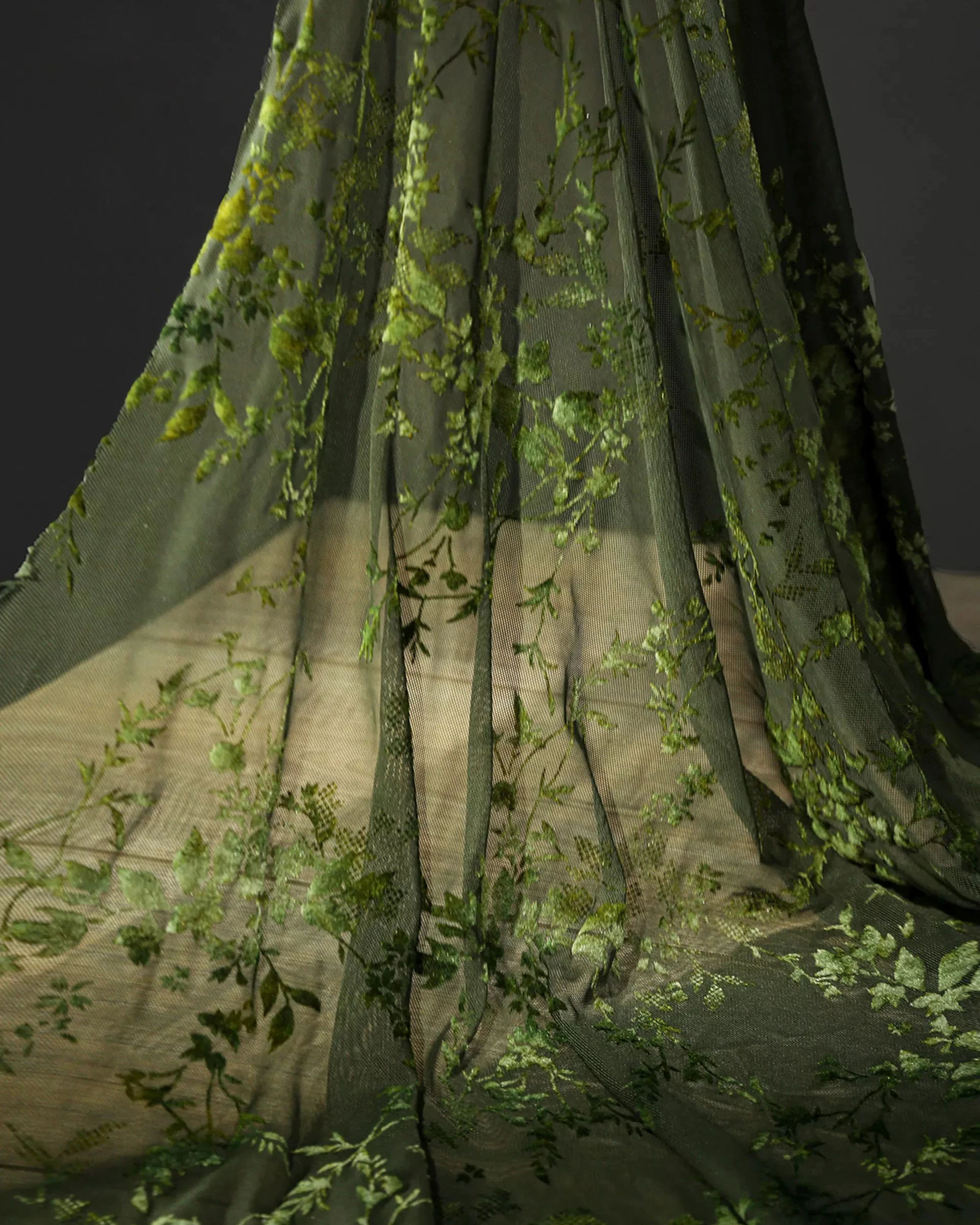 

1yard Green velvet three-dimensional texture telas Wedding Dress cheongsam matirial fabric for dress soft mesh fabric