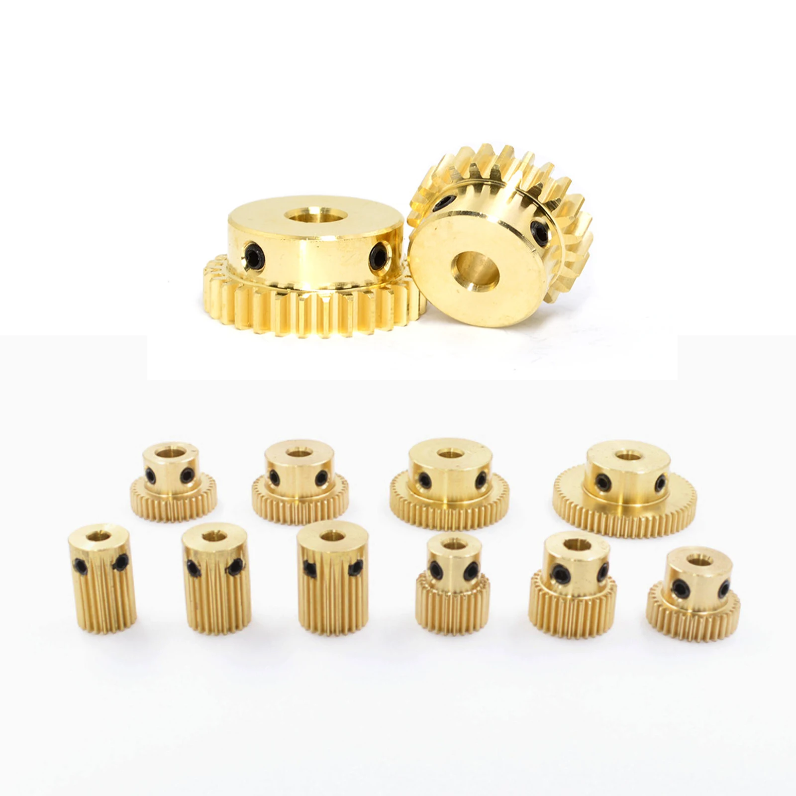 0.5M 20T-60T Spur Gear Brass Pinion Step Gear 0.5 Mod Bore 4/5/6/6.35/7/8/10/12/14/15mm With Step Transmission Parts 1Pcs