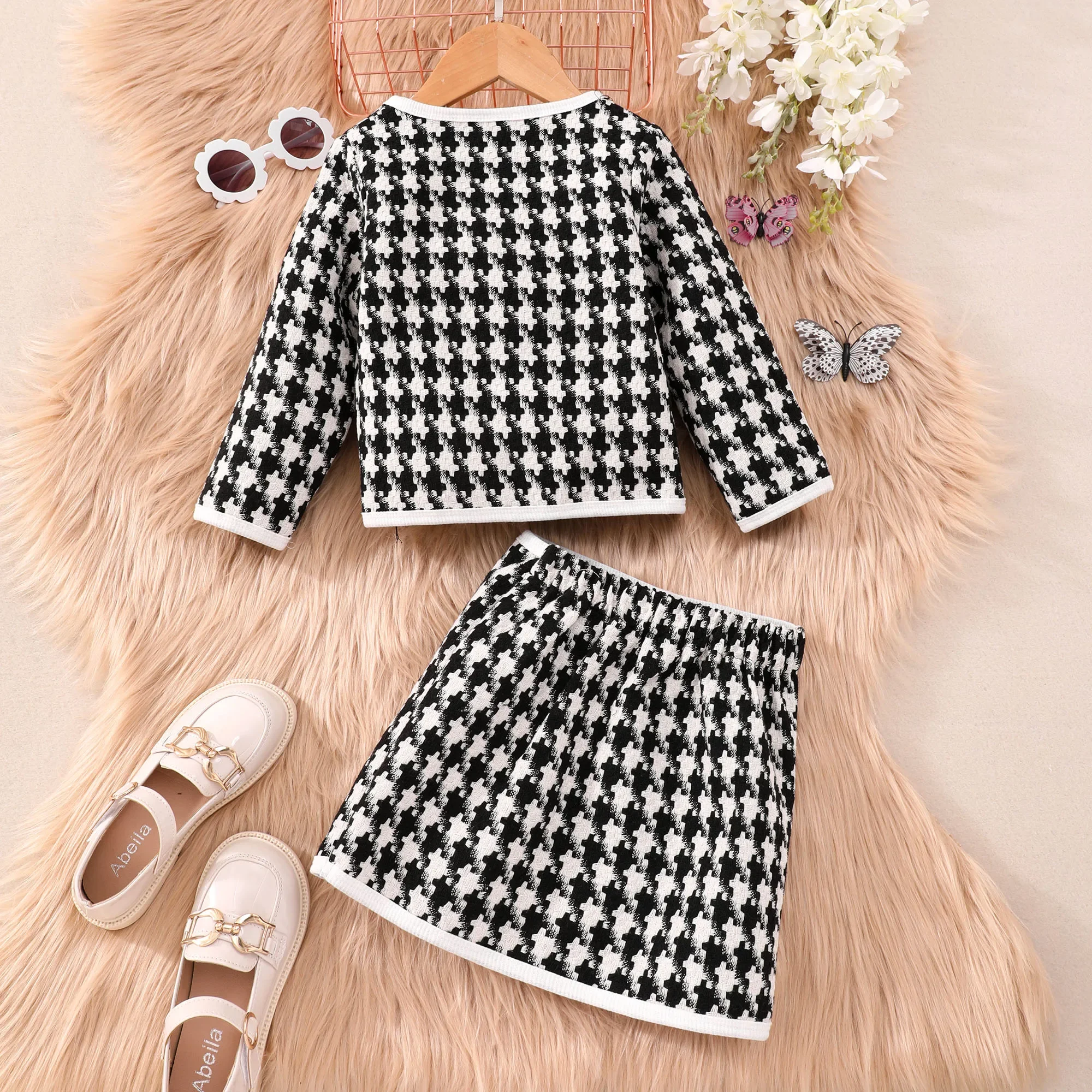 Autumn kids clothes set girl Suit Winter Long Sleeve Cotton Plaid Shirt + Skirt 2PCS Fashion Baby Girls Clothes 2 3 4 5 6 Years