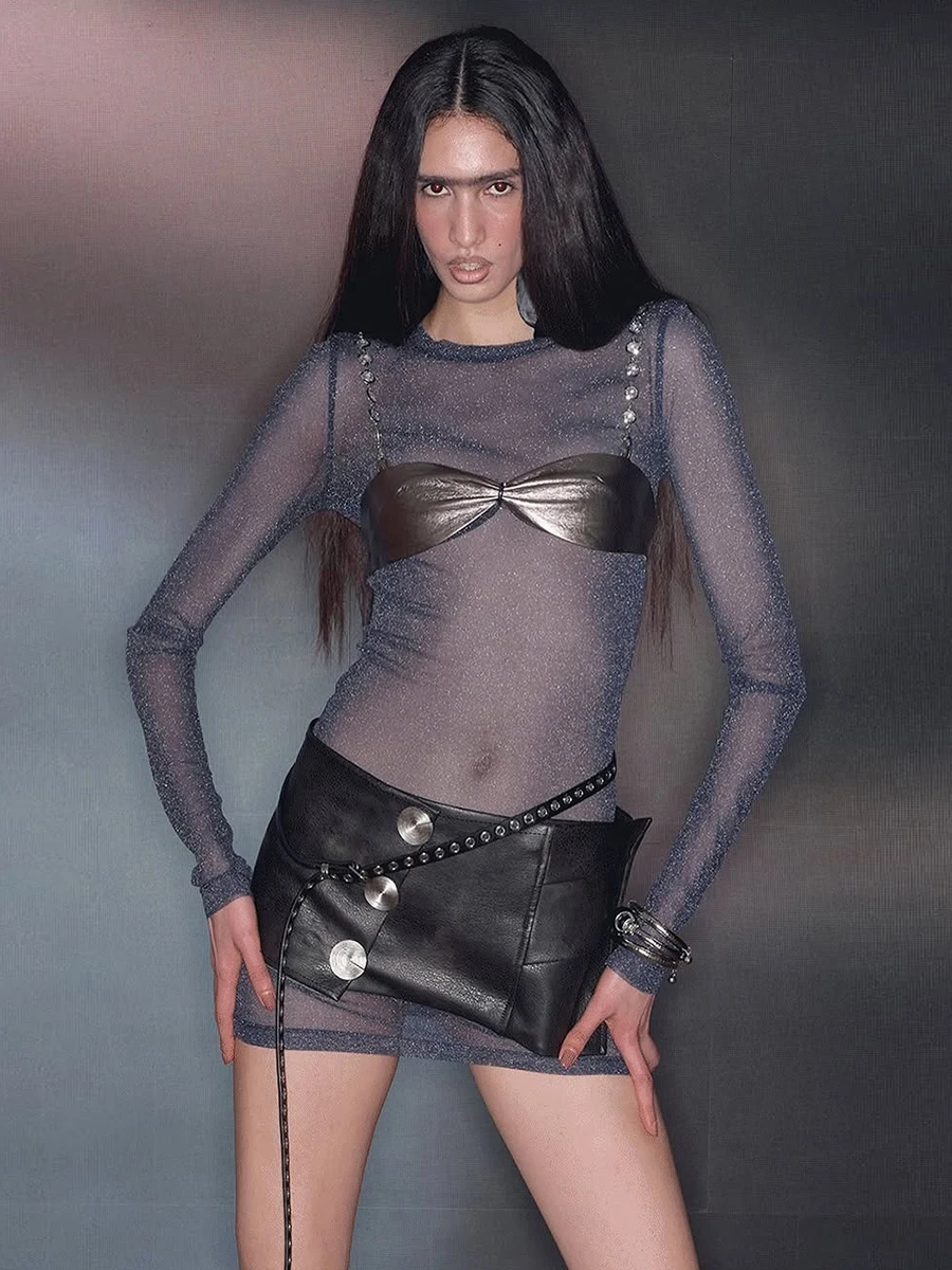 k Sle الأمريكية الساخنة فتاة Personali الزخرفية بو الجلود تنورة المرأة بارد تنوعا ort تنورة العصرية منخفضة الخصر