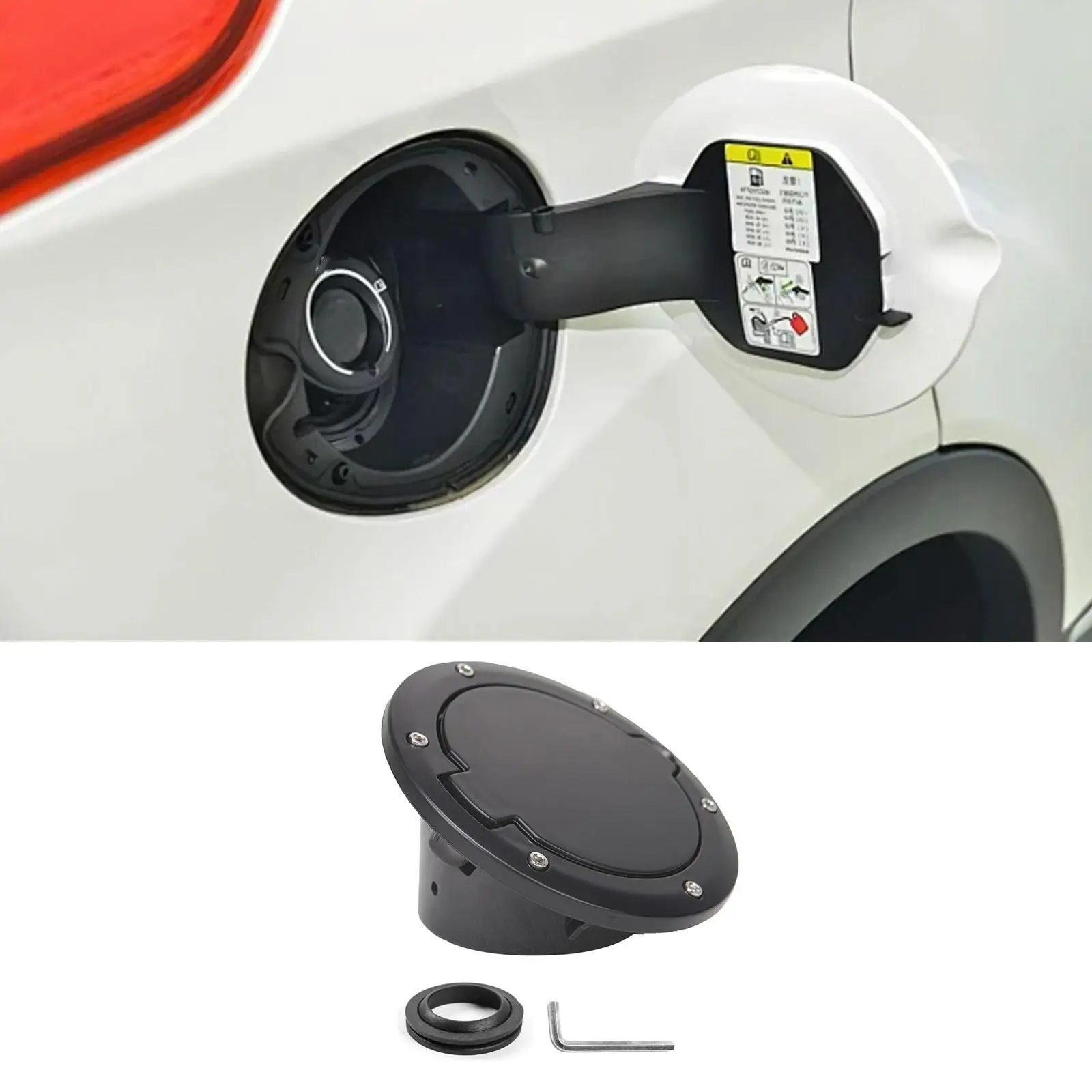 

Quality Metal Gas Tank Cap Fuel Filler Door Cap Replacement Part Easy Install for Jeep Wrangler 2007-2017