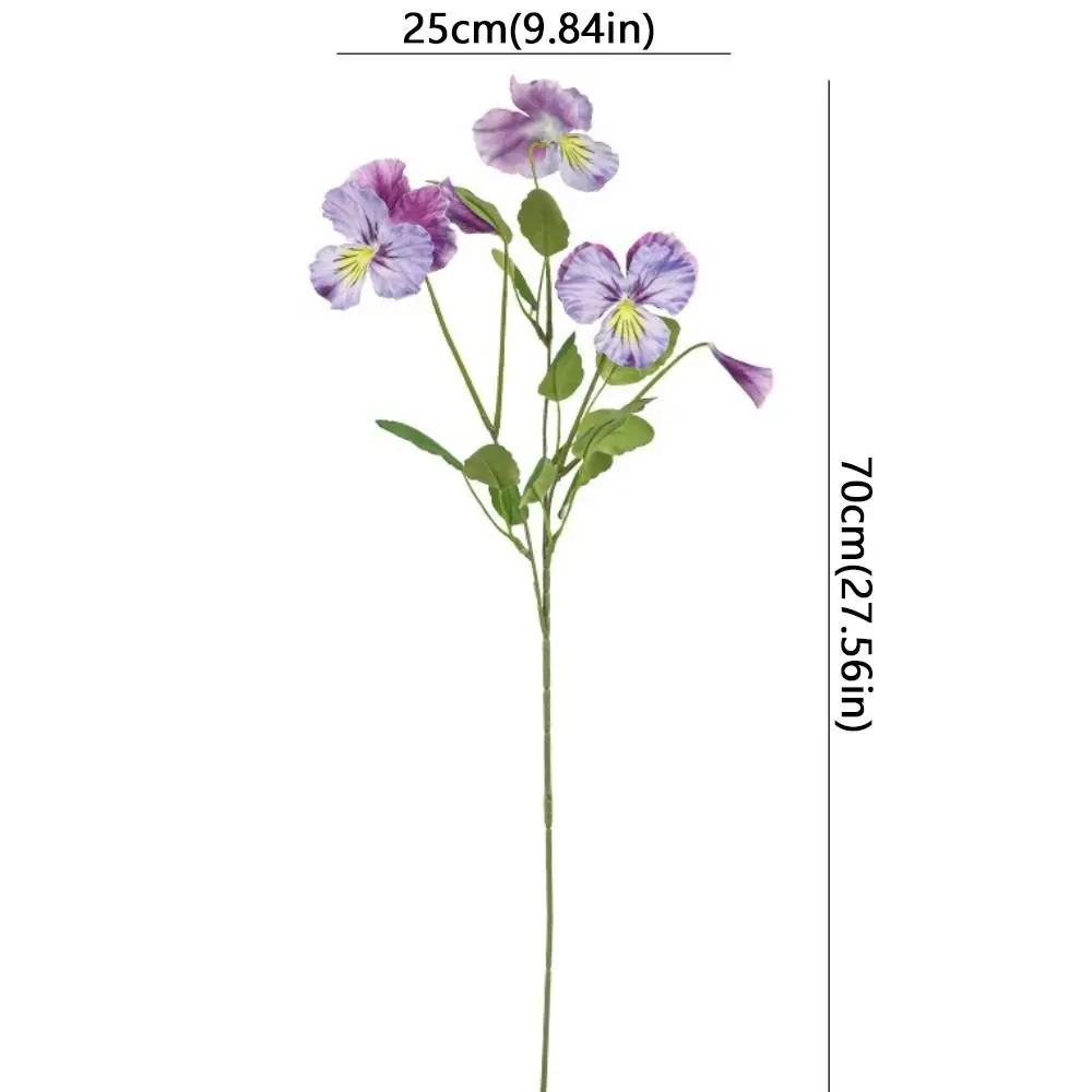 70cm 인공 비올라 삼색 꽃 플라스틱 리얼 터치 실크 Heartsease 꽃 수제 가짜 꽃 거실 데스크탑