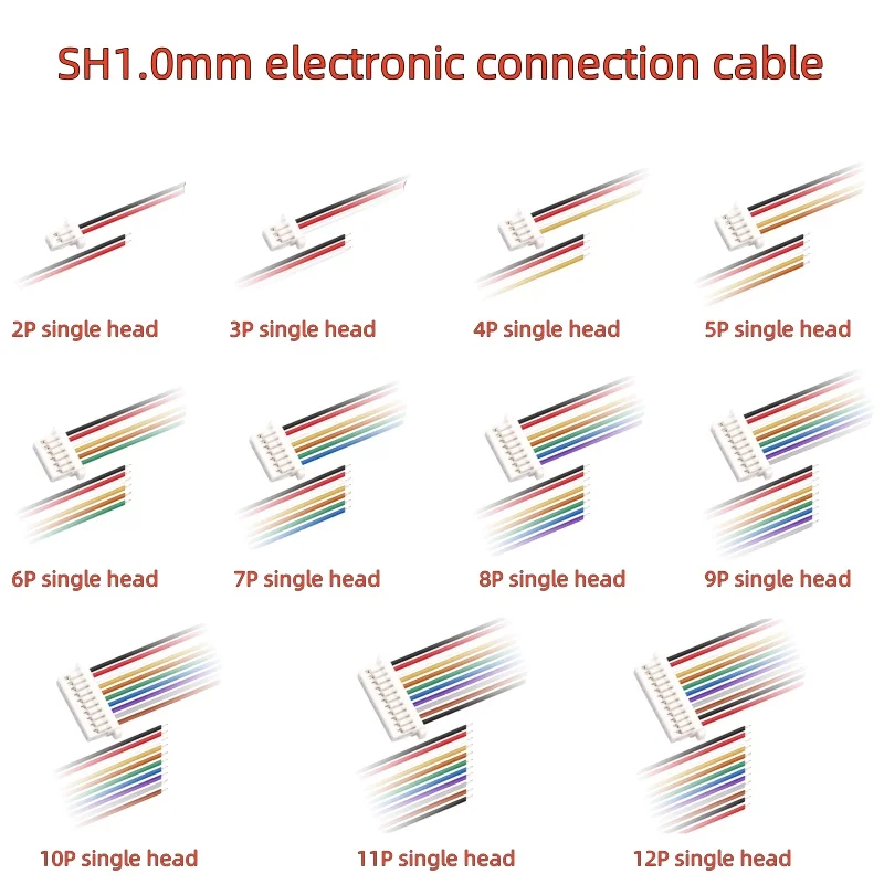 10PCS 1.0 1.25 1.5 2.0 2.54  SH1.0MM Single/Double head female plug connector with wire 2/3/4/5/6/7/8/9/10/11/12Pin