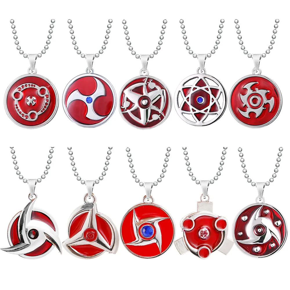 Anime Uchiha Itachi Necklace Pendants Uchiha Sasuke Mangikiu Shalingan Metal Necklace Cosplay Accessories Figure Gifts