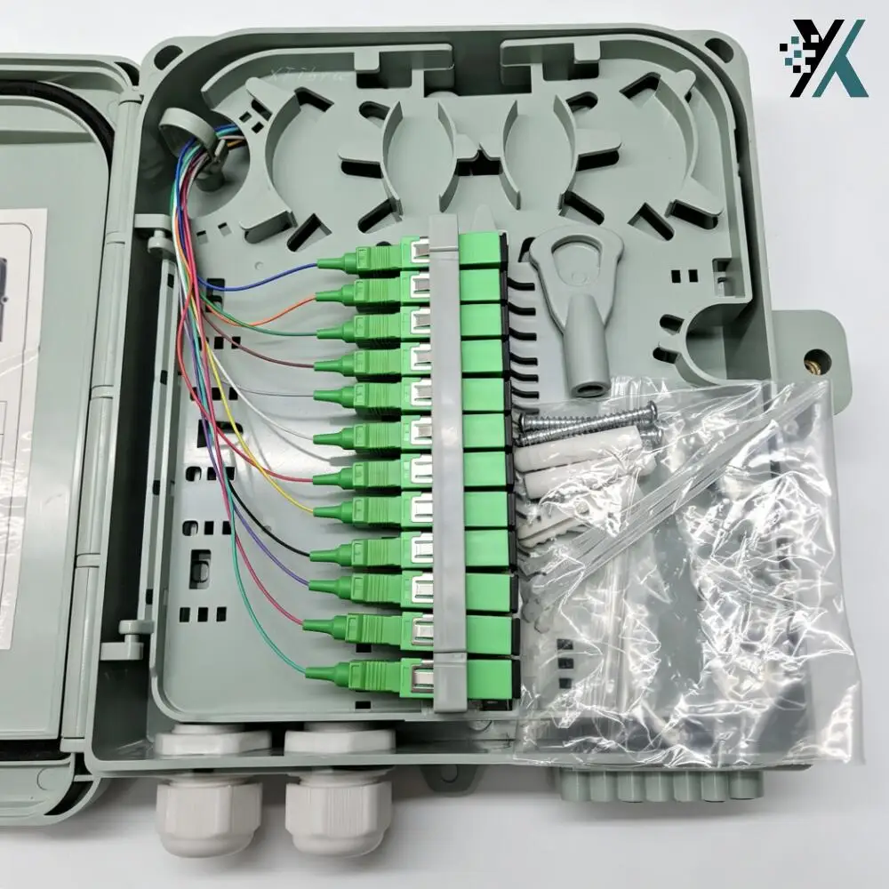 Fiber Terminal box 12 Cores SC LC Optical Wall Mounted Indoor And Outdoor Fiber Optic Distribution Box Thickened Plastic
