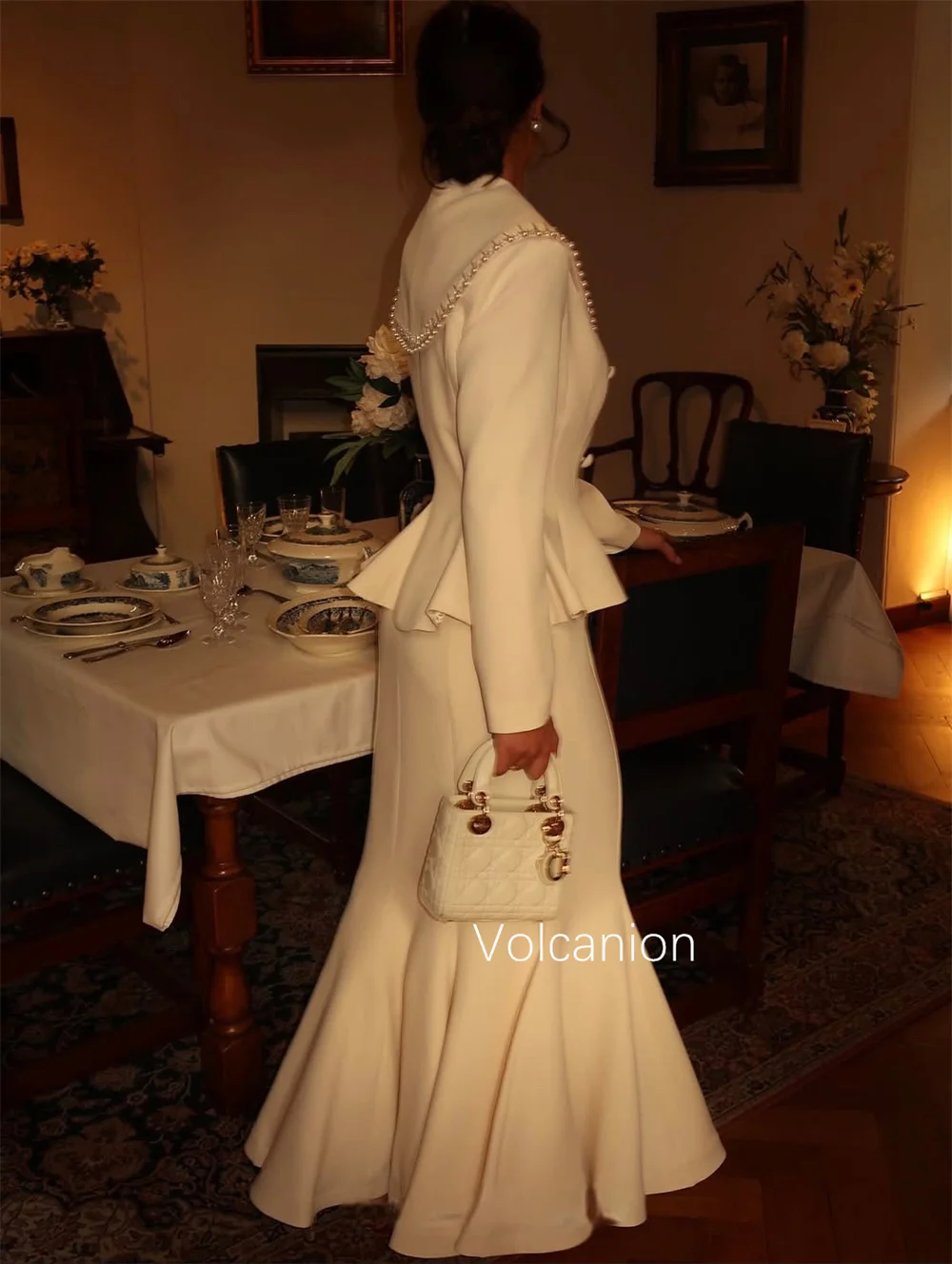 Vestidos largos con cuello en V y trompeta con botones plisados, Jersey informal personalizado, ocasión a medida, cóctel, clásico, exquisito