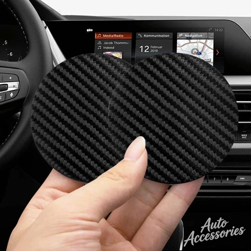 Carbon Fiber Car Logo Anti-slip Water Cup Pads Anti-noise Coaster Mat For BMW M E46 E90 E60 F10 F30 E39 E36 F20 E87 G30 E92 E91 - view 5