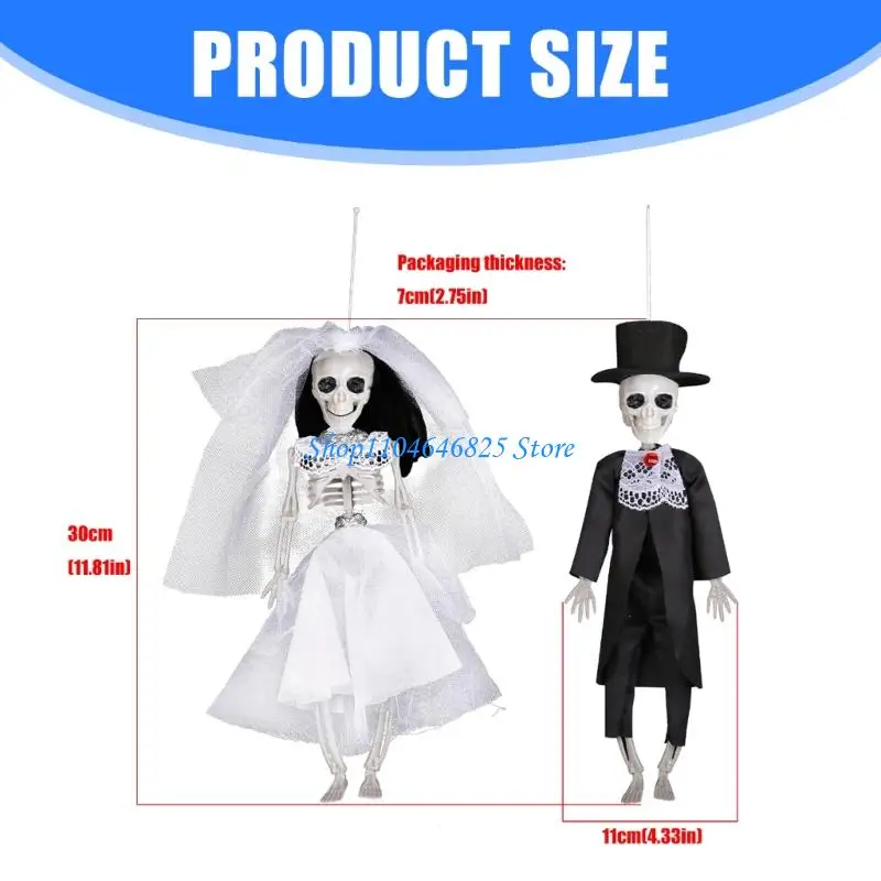 Realistic Skeleton Bride/Groom Hanging Ornament Halloween Decorations for Garden