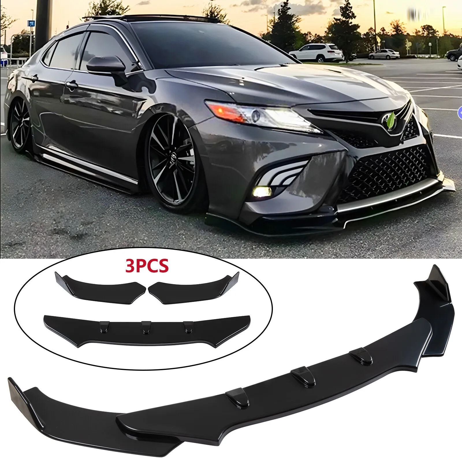 

Front Bumper Lip Spoiler Lower Splitter Chin Glossy Black For Toyota Camry XSE