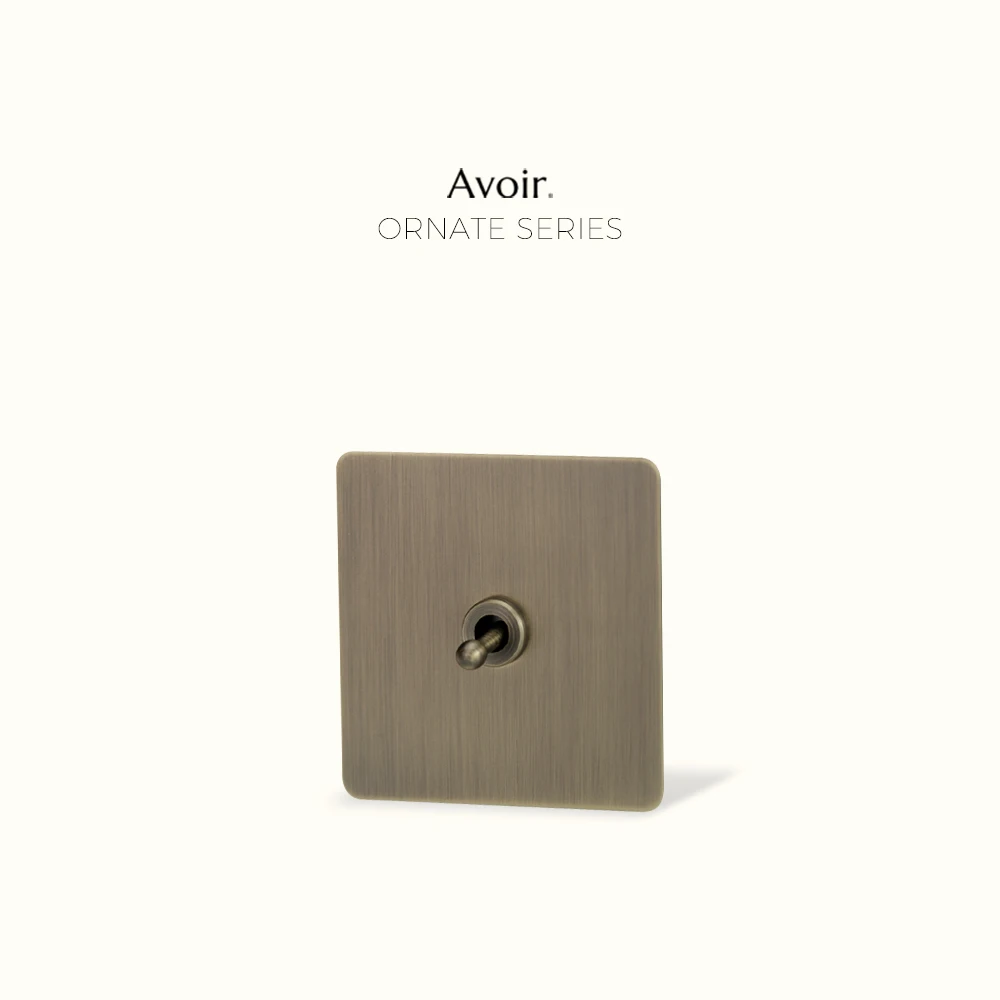 

Avoir Brushed Bronze Metal Panels Wall Socket 220V Universal Push Button Lever Switch Toggle Switches Dimmer Switch Light Indoor