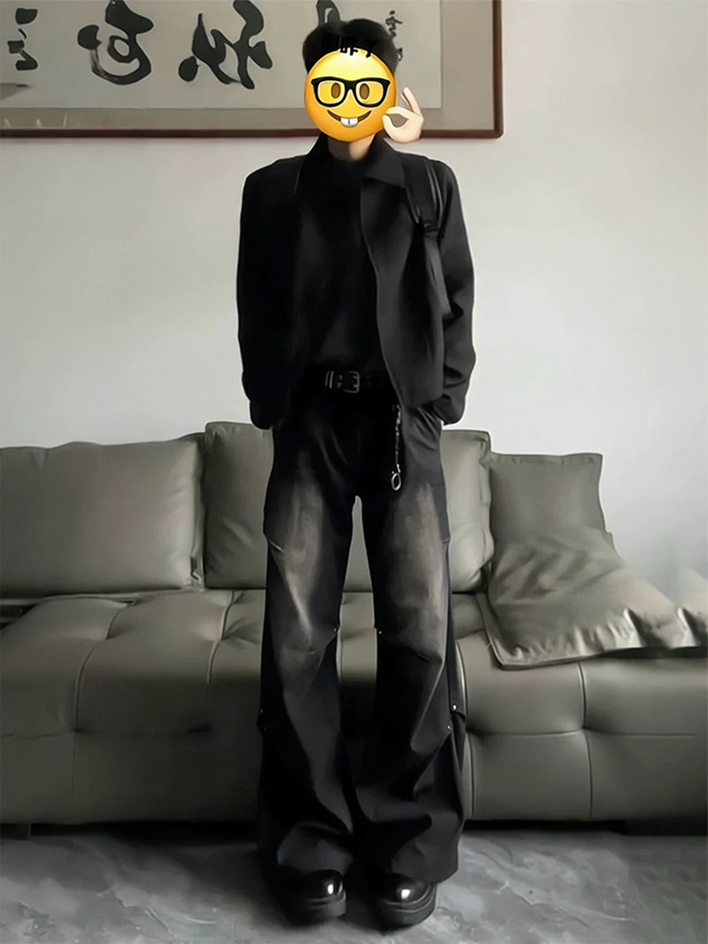 

Мужские джинсы Bla с плиссировкой и расклешенными штанинами, в американском уличном стиле, с заклепками, рабочие, прямого кроя, повседневные, из хлопкового денима