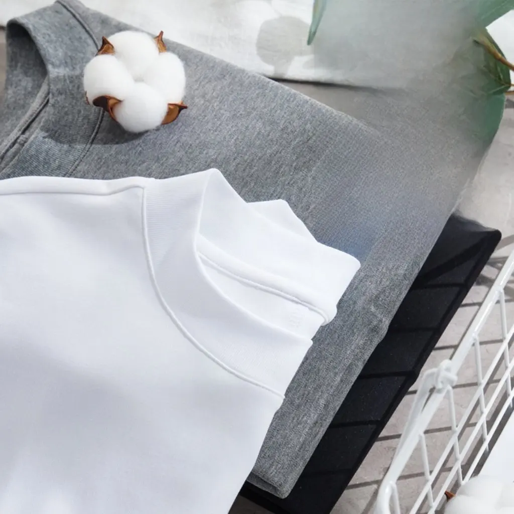 

Women's Classic Solid Color Crewneck T-shirt Mid-stitched Mid-sleeve Basic All-match Spring Black White Grey