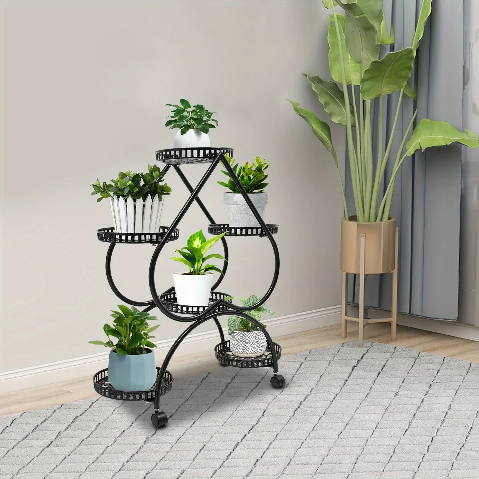 

[Подставка для цветочного горшка в форме сердца] 6-горшевая 4-уровневая подставка для цветочного горшка в форме сердца - домашний декор в помещении - простота установки в шахматном порядке