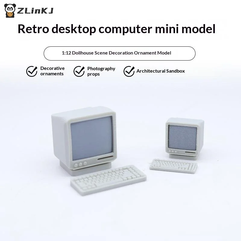 ▶1Set 1:12/1:18 Dollhouse Mini Retro Desktop Computer Model Toys Miniature Home Scene Ornament Doll House Accessories