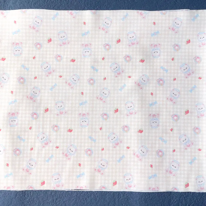 yellow “Baby Bear” Scattered Print Lolita Fabric - 4-Way Stretch Knit for OB11 & BJD Doll Clothing view 2