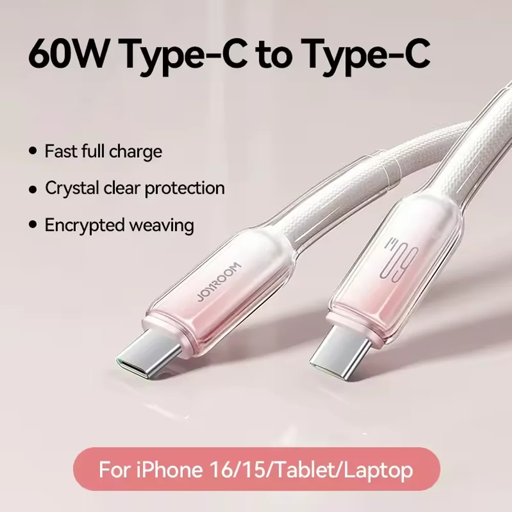 PD-Schnellladekabel, 60 W, Dual-Typ-C-Anschluss, Datenkabel für universelle PD-Typ-C-Ladestecker, USB-C-Schnelllade-Datenkabel, 1/2 m