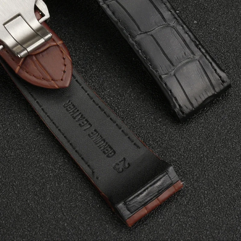 جلد طبيعي الساعات لكارتييه سانتوس 100 حزام (استيك) ساعة الرجال النساء سانتوس الغراء رئيس حزام للطي حزام ساعة اليد 20 مللي متر 23 مللي متر