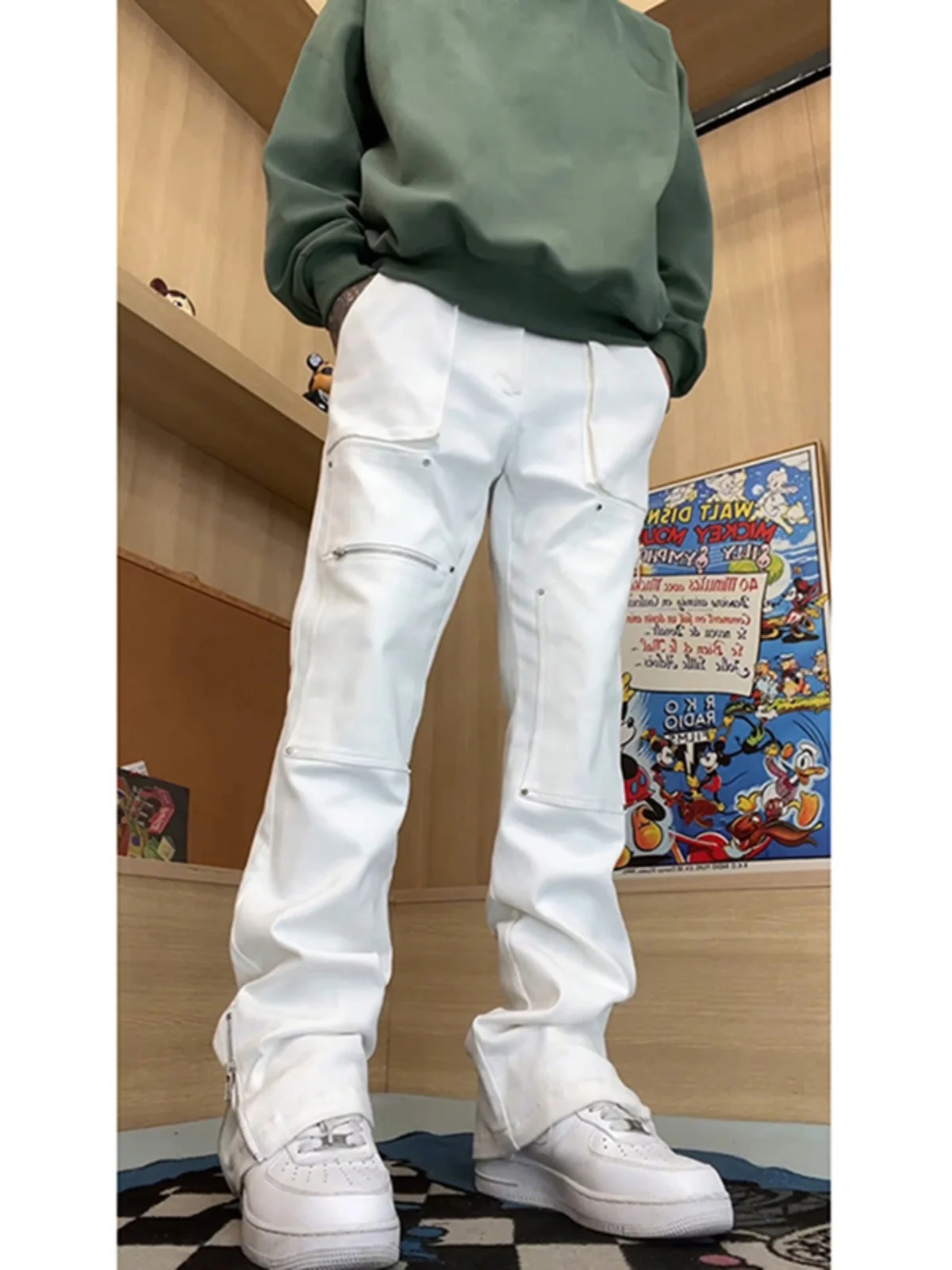 

Мужские джинсы American Vibe Woodcutter Work Pants: осенне-зимние, приталенные, слегка расклешенные, дизайнерская модель, маленькие белые джинсы из денима