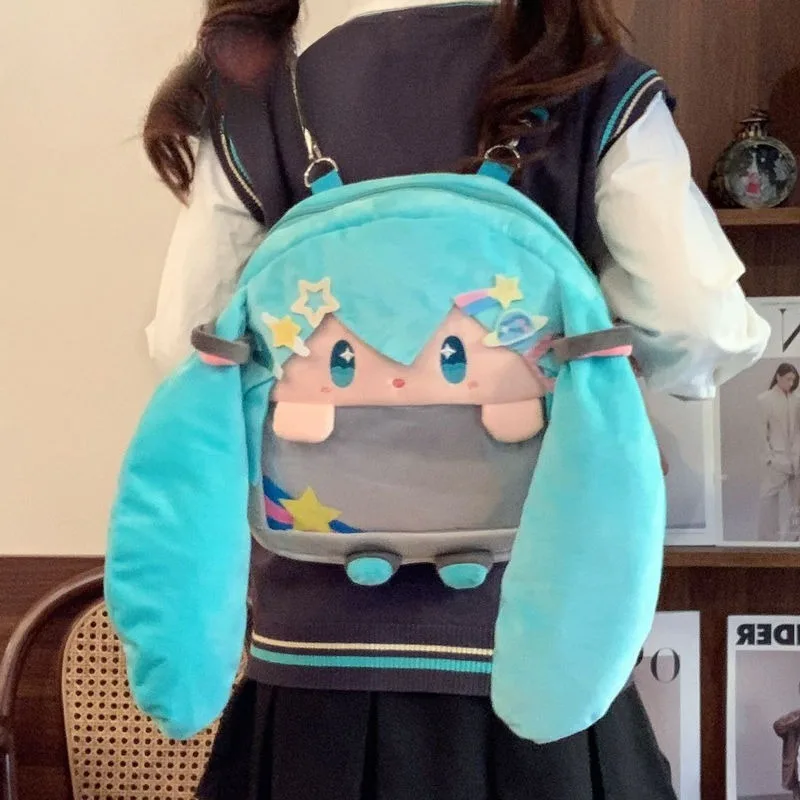 جديد لطيف فوفو هاتسون ميكو أنيمي ميكو سعة كبيرة حقيبة بنقوش كرتونية أفخم كبير الفم على ظهره Kawaii واحد الكتف حقيبة كروسبودي #5