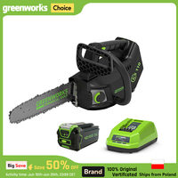 Greenworks 40v Top Handle Arborist Chainsaw Brushless Motor 10 Inch Bar 15M/S Professional One Hand Operate Garden Saw GS110