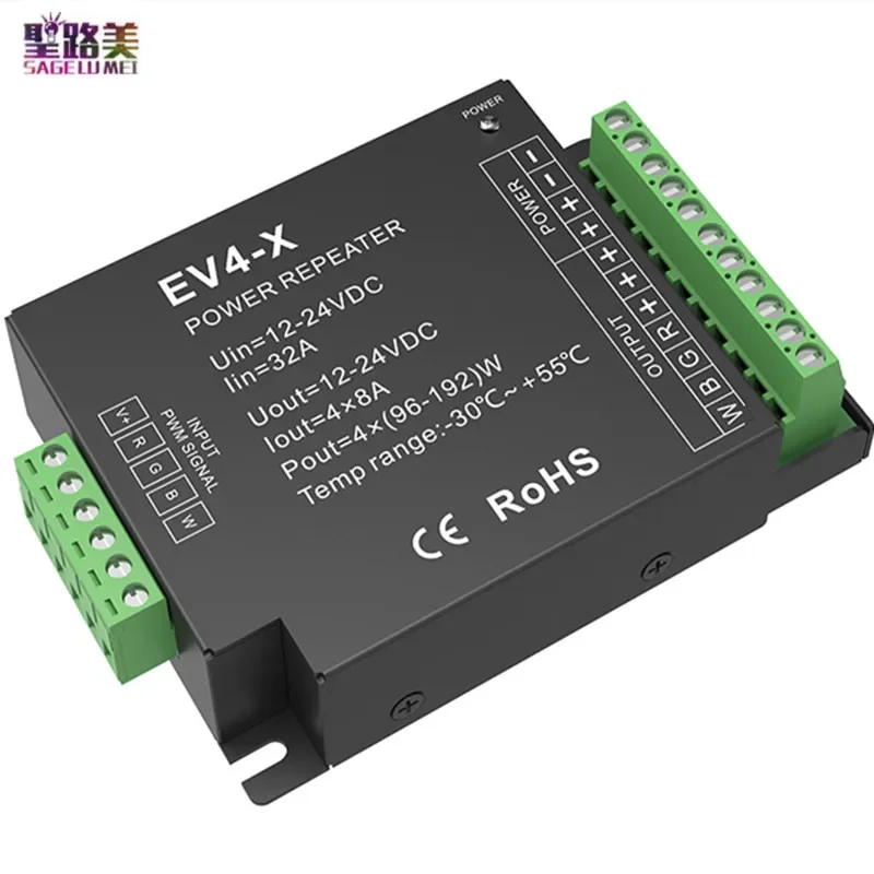 Imagem -04 - Tensão Constante de Potência Pwm Led Repetidor Única e Dupla Cor Rgb Cct cv Ev1-x 1ch 30a Ev3-x 3ch 10a Ev4-x 4ch 8a Ev5 5ch 5a