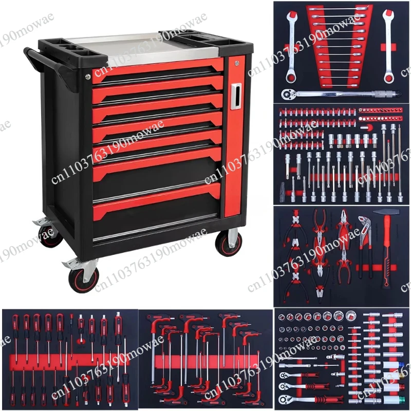 Heavy Duty Tool Cart with Drawers Garage Cabinet 245 Pcs Tools