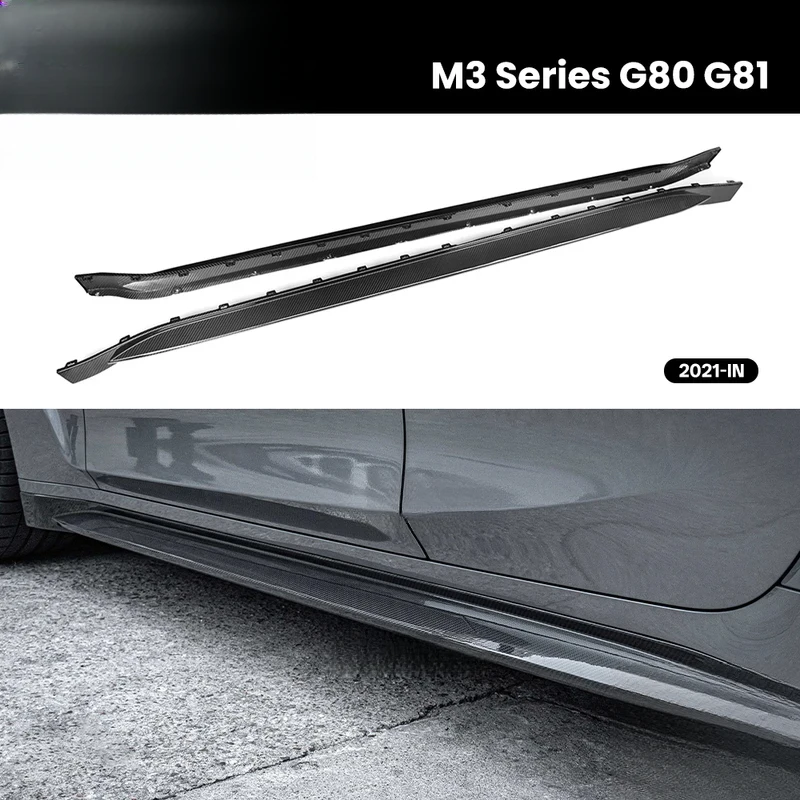 Echte Trockencarbon-Seitenschweller-Karosserie-Kits und Zierleisten für M3 Serie G80 G81 im OEM-Stil 2021-IN