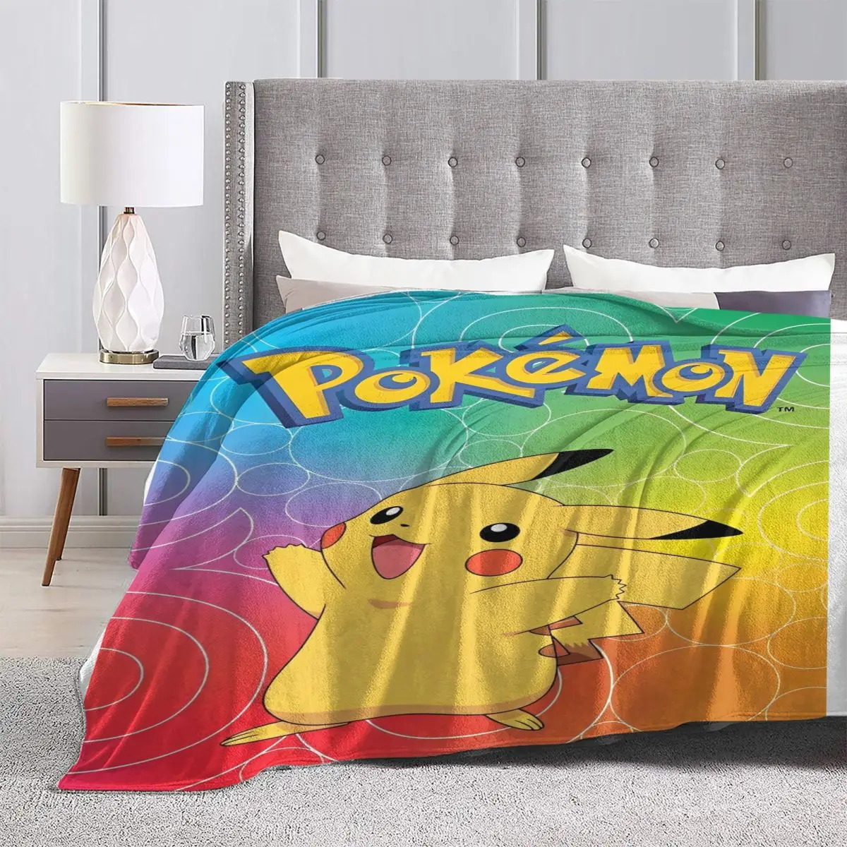 Pokemon Pikachu Flannel Blanket Warm Soft Throw Blanket for Living Room Picnic Fluffy Bedspread Sofa Bed Cover