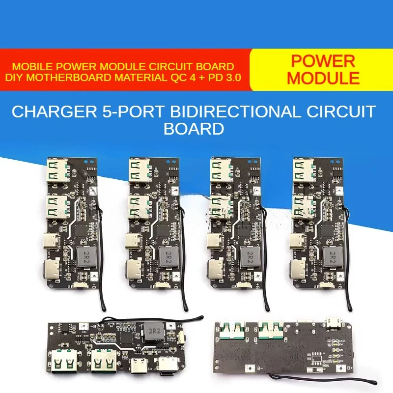 22.5W Power Bank 5-port Two-way Fast Charging Mobile Power Module, Circuit Board, DIY Motherboard, Nesting QC4+PD3.0