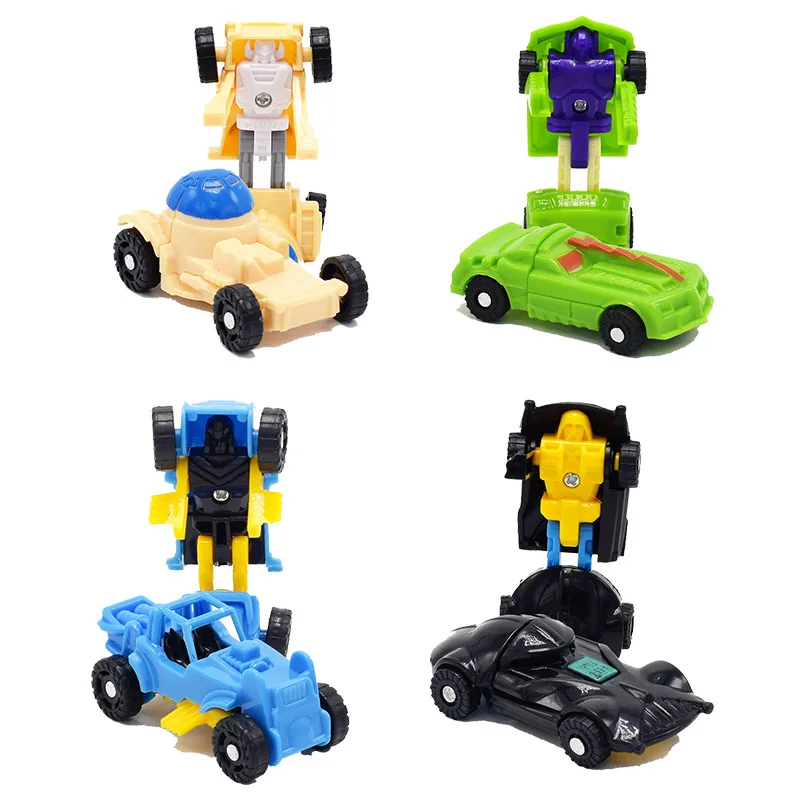 6/12pc Kids Mini Transforming Toy Car Children Transformation Robot Twister Toys Models Step Model Car Toy For Boy Puzzle Gift