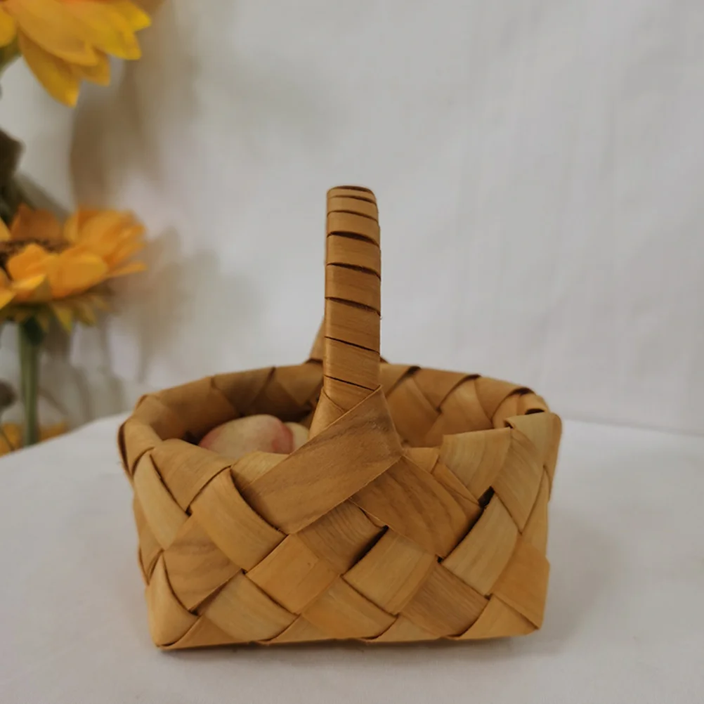 

2 Pcs Wicker Basket Flower Small Adornment Hand-made Woven Arrangement Gathering