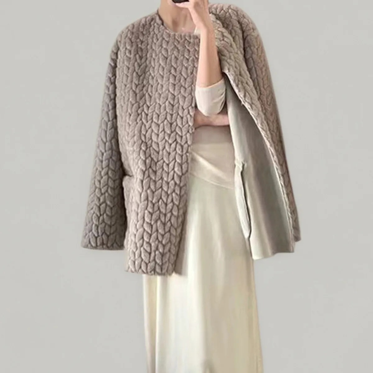 CiCi 2025 سترة نسائية قصيرة ذات ملمس قطيفة للخريف والشتاء الدافئ مبطنة بالصوف ملابس خارجية معطف يومي غير رسمي لملابس الشارع #4