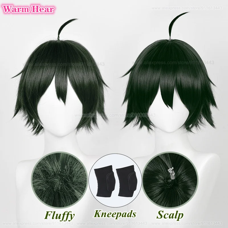 Tadashi Yamaguchi Synthetic Wig Anime Cos!! Short 30cm Blackish Green Cosplay Anime Wig Heat Resistant Hair Party Wigs + Wig Cap