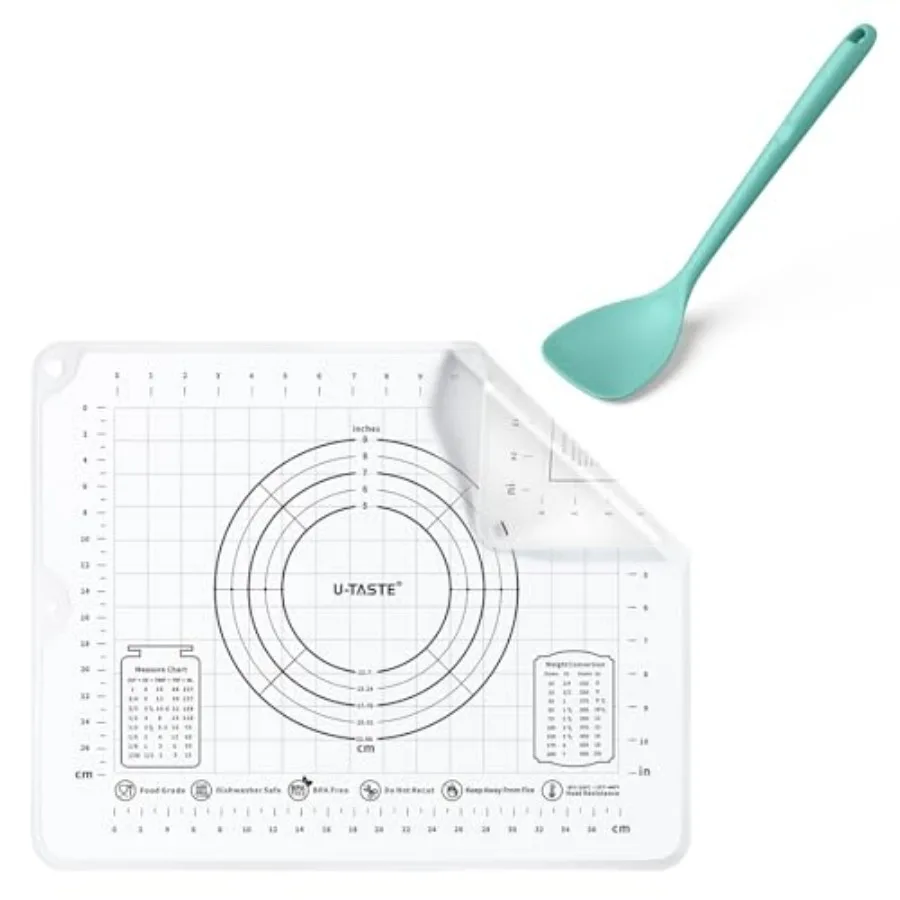 

Пищевой жидкий силиконовый коврик для кондитерских изделий размером 16 x 20 дюймов (прозрачный), термостойкий на 600 футов длиной 13,76 дюйма, широкий шпатель вок шириной 3,63 дюйма для комплекта