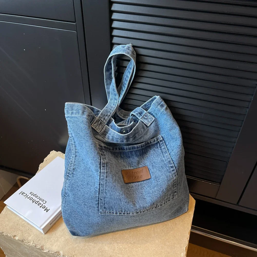 Vintage Denim Shoulder Bags for Women New Fashion Top-Handle Handbags Purses Large Capacity Totes Bags Casual Ladies Shopper Bag